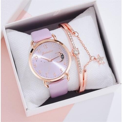 Watch for Women Girl Sleek Minimalist Fashion With Strap Dial Womens Quartz Watch Gift Rhinestone Watch Bracelet Set Gifts 2021