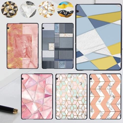 Geometry Series Tablets Case for Huawei MediaPad T5 10 10.1 inch Drop Resistance Hard Shell Back Case+Free Stylus