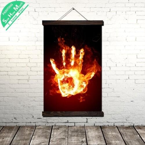 Fire Handprints Digital Art Vintage Poster Scroll Painting Frame Canvas Modern Art Wall Pictures Posters and Prints Living Room