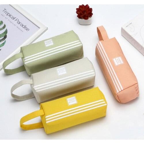 Color Large-capacity Stationery Bag Creative Simple Office Version Cloth Cover Stationery Zipper School Korean Stationery B J9W0