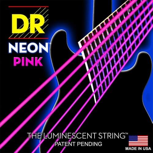 DR K3 Hi-def Neon Pink Luminescent Acoustic Guitar Strings, Custom Light 11-50 or Light 12-54