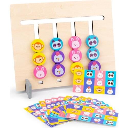 Double-Sided Wooden Four-Color Animal Logic Game Montessori Enlightenment Toys