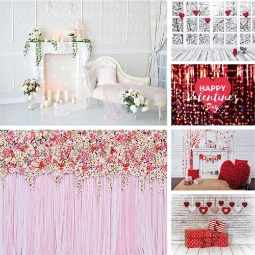 Valentines Day Photo Backdrops Flowers Curtain Customized Background for Wedding Lovers Children Photoshoot Photography Props
