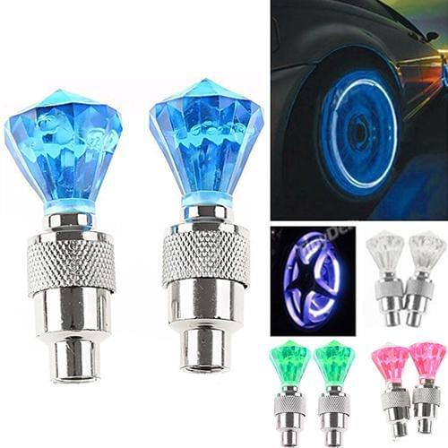 2 pcs Diamond Bicycle stem LED Motion Activated Light Safety Cycling Lamp Wheel Tire Stem Cap Fashion Bike Accessories