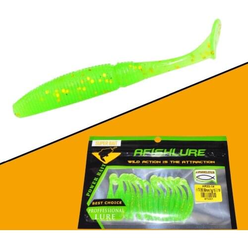 ILure 15 Pcs Luminous T Tail Soft Grubs 1g 50mm Glow in Dark T Tail Lure Jig Head soft lure for bass bait Fishing Mandarin pesca