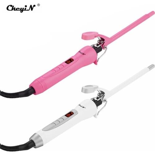CkeyiN Ceramic Hair Curler Curling Iron Digital Display Hair Waver 9mm Curling Wand Hair Deep Curly Roller Small Size Styler
