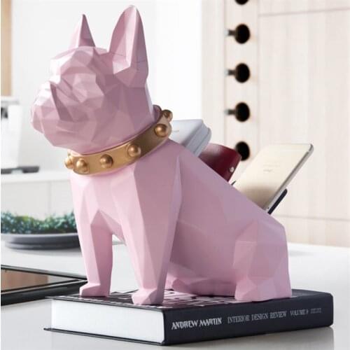 SIMULATION ANIMALS BULLDOG STORAGE BOX DOG STATUE RESIN CRAFTWORK DESKTOP DECORATION OFFICE L2980