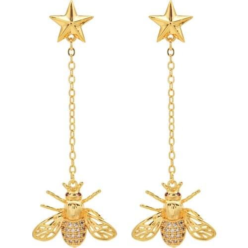 Beautiful romantic long swaying bee zircon earrings Fashion jewelry earrings that women/girls love ER-273