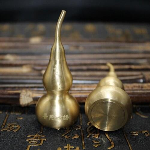 Brass Gourd Putuo Xinyu Feng Shui Good Luck Scripture Copper Ornaments Metal Crafts Decorations for Home Decore Lucky Cucurbit