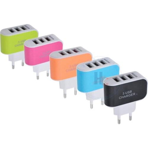 Best Simple EU Triple USB Port Phone Tablet 5V 3A New Stylish Power Charger Adapter Accessory