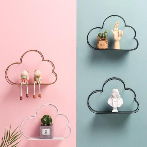 Metal Cloud Shape Wall Mount Shelf Rack Holder Storage Organizer Home Decoration