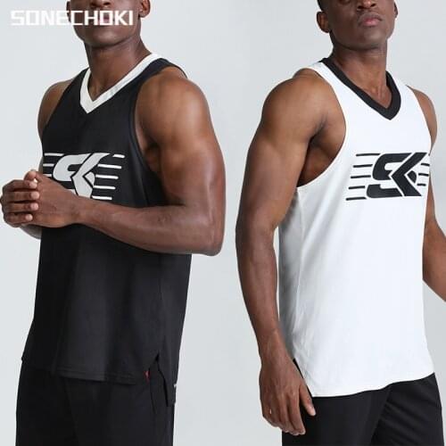 SONECHOKI Basketball Vest Men Letter Printing Bodybuilding Tanktop Fitness Gym Clothing Muscle Guys Sleeveless Workout Shirt