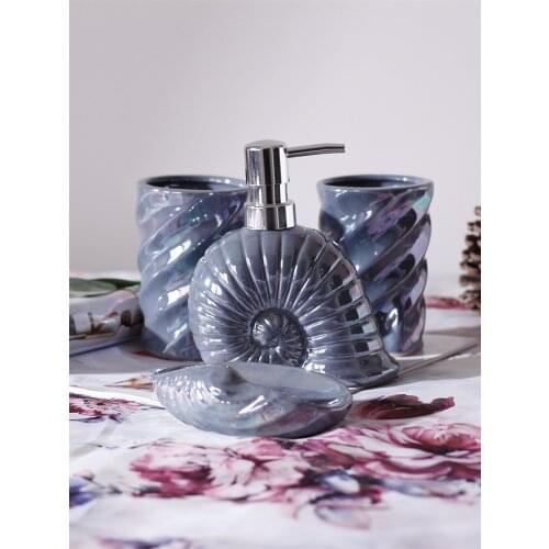 Snail Shape European Style Ceramic Bathroom Set Laser Pattern Soap Dispenser Soap Dish Toothbrush Holder Tooth Cups Kit Bathroom