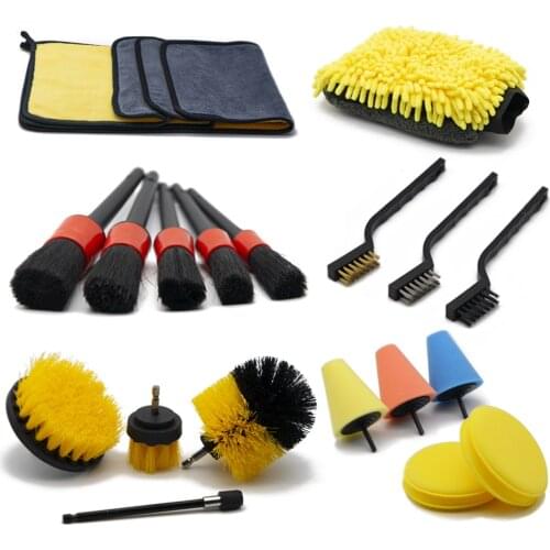 Detailing Brush Set Car Cleaning Brushes Power Scrubber Drill Brush For Car Leather Air Vents Rim Cleaning Dirt Dust Clean Tools