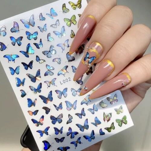 Butterfly Nails Art Sticker Manicure Back Glue Decal Decorations Design Fruit Flowers Nail Sticker for Nails Tips Beauty
