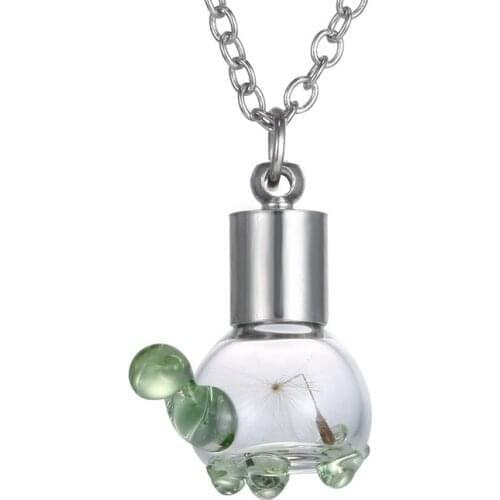 Dandelion Necklace In Glass Sea Turtle Pendants Necklaces Bottle Jewelry Glass Necklace Turtle Necklace Animal