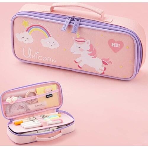 Fashion Cartoon Unicorn Pencil Bag Portable Big Large Capacity Pencil Pouch Pencil Case Girl Gift School Supplies Stationery