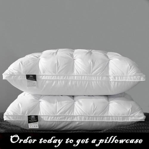 Feather Pillow Pillow Double Single Goose Down Protecting Cervical Spine Sleeping Duvet Cover White 1 King