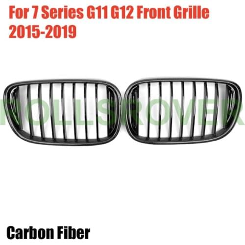 ROLLSROVER Carbon Fiber Front Bumper Grille Grill For 7 Series G11 G12 2015-2019 Single Strip Car Styling