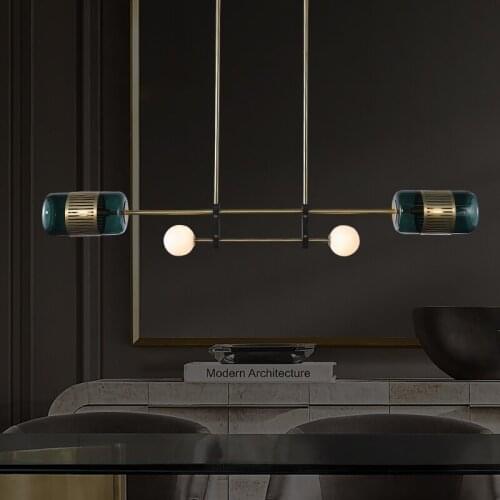 Postmodern Luxury Led Chandelier Lighting Restaurant Bar Creative Copper Hanging Lamp Simple Designer Glass Home Decor Fixtures