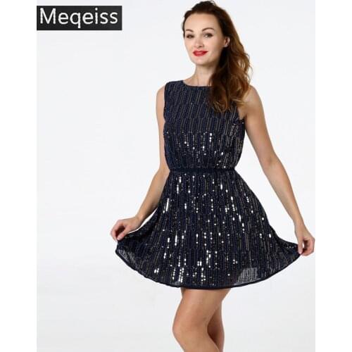 Luxury Women Party Dress Fashion Handed Beaded Sequined Sleeveless Woman Dress Sexy Mini Club Dress Formal Halter Dress Clothing