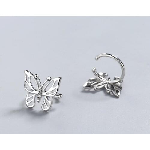 Butterfly Ear Bone Without Hole Cartilago Wrap 925 Sterling Silver Clip On Earrings For Women Fashion Trendy Jewelry Gift