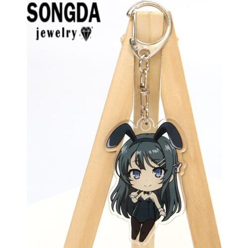 SONGDA Anime Rascal Does Not Dream of Bunny Girl Acrylic Double Sided Key Chain Transparent Pendant Trinket or Gift for Friends