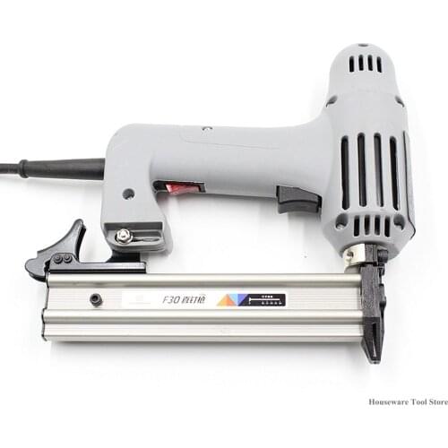 220V Electric Nails Staple Gun Straight Nail Gun Framing Tacker Power Tools Stapler Gun for Furniture 5/10/15/20/25/30mm Nails