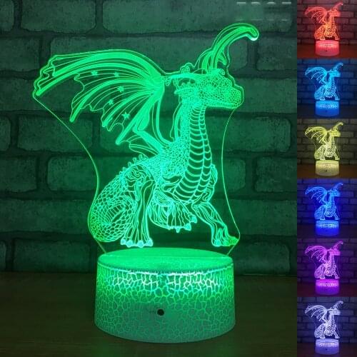 Dinosaur Night Light Led Usb 3d Lamp Bedroom Decoration Creative Gift Toys for Kids Birthday Xmas Colorful Bedside Table Lamp