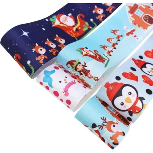 T.R Christmas Grosgrain Ribbon Xmas Holidays Snowman，Santa Claus printed ribbon, Festive Decorations
