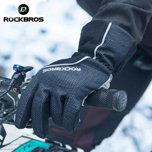 ROCKBROS Cycling Gloves Winter Windproof Anti-slip Warm Bicycle Riding Long Finger Gloves Men Women Sports Ski Riding Equipment