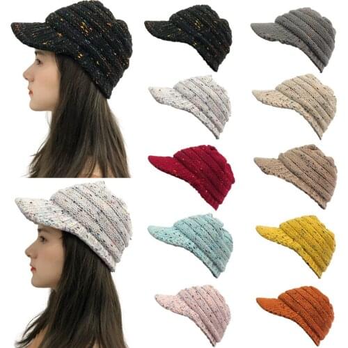 Women Multicolor Stitching Outdoor Plush Hats Crochet Knit Beanie Cap Peaked Cap Ladies' Casual Solid Color Шапки Женские