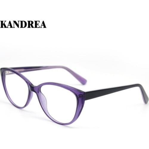 KANDREA 2020 Woman Fashion Cat Eye Glasses Frame Transparent Acetate Clear Lens Eyeglasses Female High Quality Myopia Eyewear