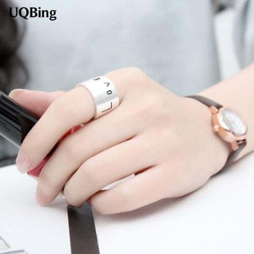 Top Quality 925 Sterling Silver Love Letter Rings For Girl Women Rings Gift Jewelry Free Shipping