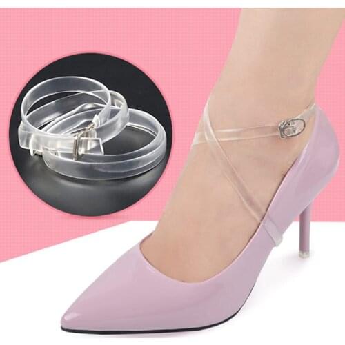 1Pair Solid Transparent Invisible Silicone Shoelaces For Womens High Heels Elastic Anti-Falling Beam Shoe Strings Ankle Straps