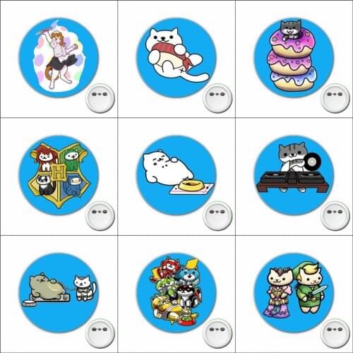 1pcs Game Neko Atsume Cosplay Badge Cartoon Cute cat Brooch Pins for Backpacks bags Badges Button Clothes Accessories