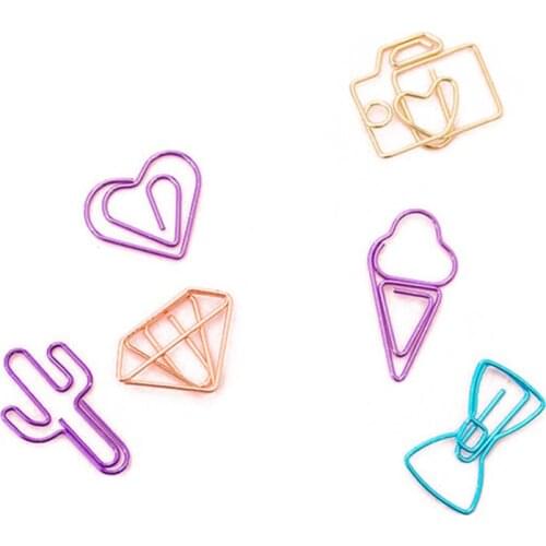 10pcs Diamond Ice Cream Paper Clip Set Bookmark Creative Cute Metal Exquisite Book Mark Page Folder Office School Stationery