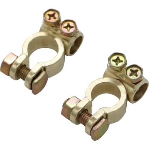 2 Pcs Car Battery Terminals Clamps Screw Connection Positive Negative Brass Suitable For Many Models Fits Up To 12mm Cable