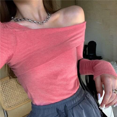 2021 Summer female clothes Strapless Womens t-shirt Harajuku t shirt women feminina ladies Than Sexy T shirts women