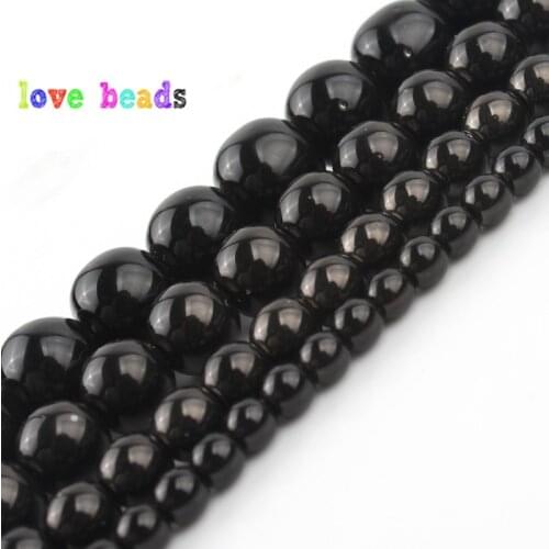 3/4/6/8/10mm Smooth Black Hematite Stone Beads Natural Stone Round Spacer Bead For Jewelry Making DIY Bracelet Necklace 15"