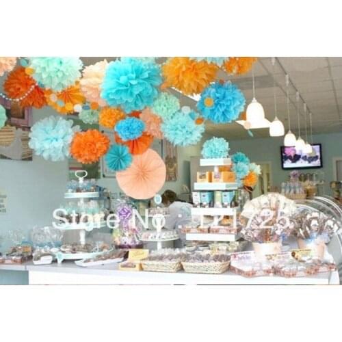30pcs 25cm(10inch) Tissue Paper Pom Poms Wedding Party Decor Craft Paper Flower For Wedding Decoration