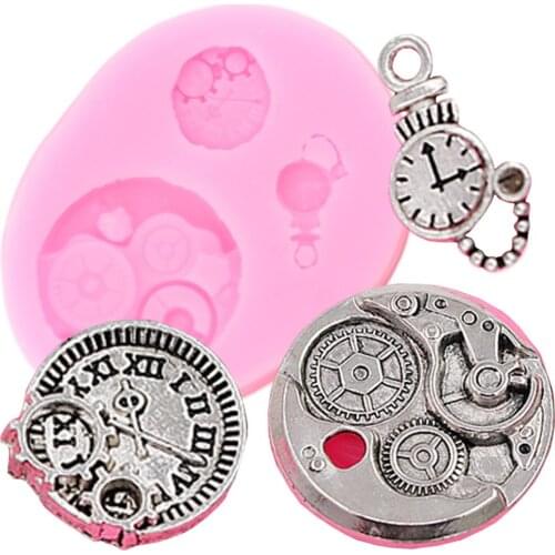 3D Retro Clock Silicone Molds DIY Party Cupcake Topper Fondant Mould Cake Decorating Tools Candy Clay Chocolate Gumpaste Mouldsste Moulds