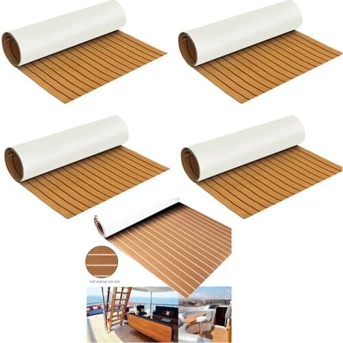 4x 240 x 60cm/94x23 inch EVA Synthetic Teak Decking Sheet Boat Flooring Non-Slip Mat Carpet Floor Pad Fit for Marine/Yacht/RV