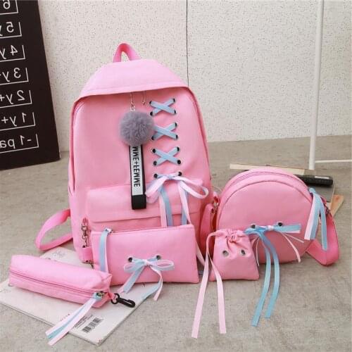 5pcs/set Canvas Backpack School Backpack Women Casual Travel Schoolbags For Teen Girl Backpack School Bags Sets Mochila Feminina