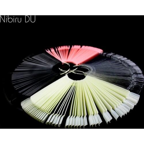 50 Pcs Sector Detachable False Nail Tips Display Board Acrylic UV Polish Color Card for Manicure Gel Nail Art Practice Tool Kit