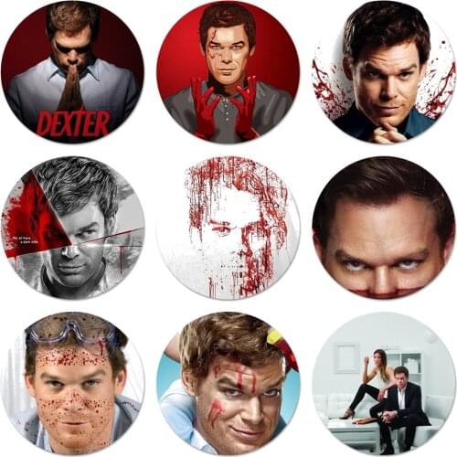 58mm Tv Show Dexter Morgan Fashion Icons Pins Badge Decoration Brooches Metal Badges For Backpack Decoration