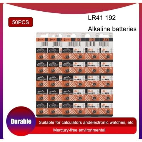 Hot 50pcs LR41 Button Cell Batteries Original for Eaxell SR41 AG3 G3A L736 192 392A Zn/MnO2 1.5V Coin Batteries