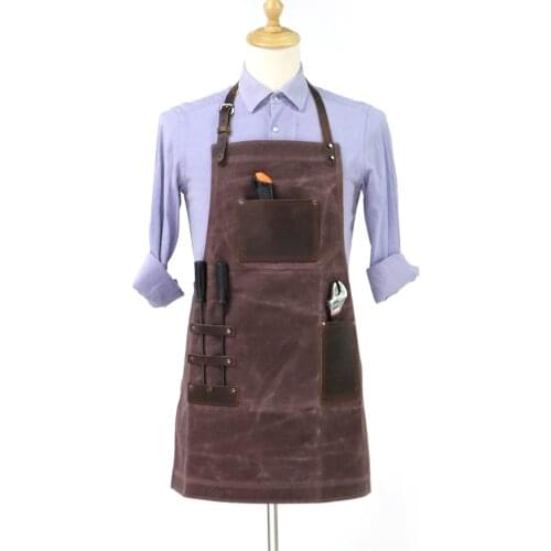 Genuine Cowhide Accessories Thick Waxed Canvas Oil-proof Anti-fouling Safety Protection Multi-functional Custom Apron