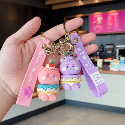 Donut Cartoon Creative Key Chain Bear Key Rope Cute Key Pendant Couple Bag Pendant Keychain Animation Derivatives