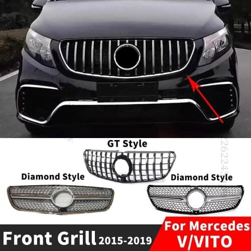 Front Grille Racing Grill Hood Mesh Trim Body Kit Hood Grill Accessories For Mercedes Benz V Vito W447 2015 2016 2017 2018 2019